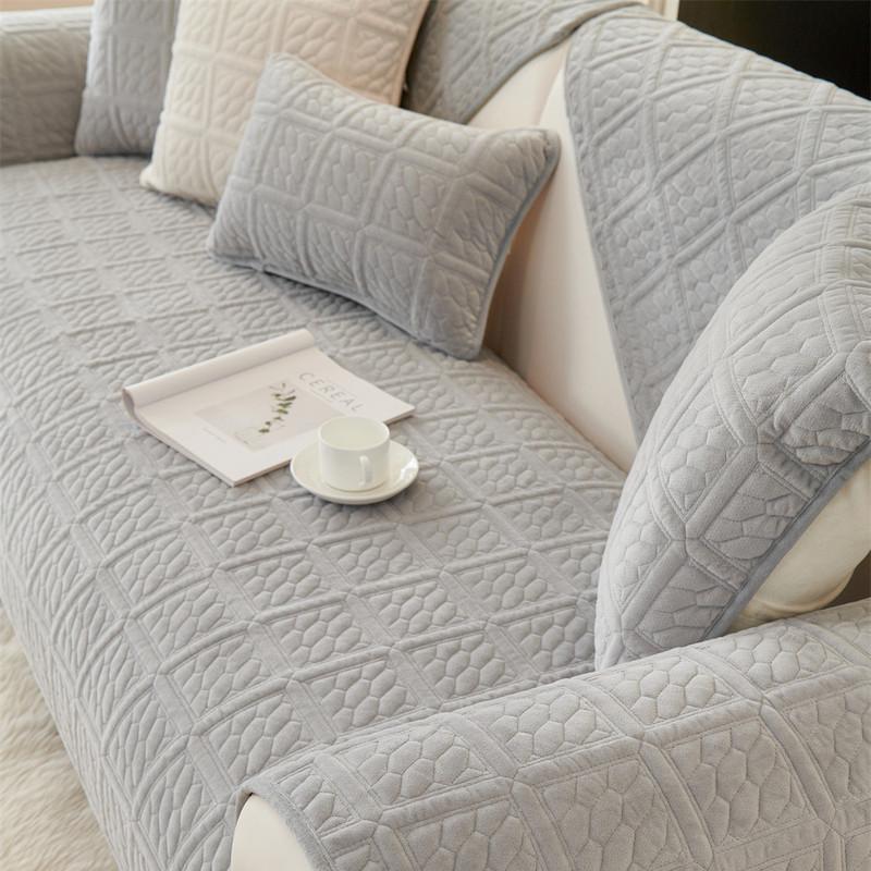 Milk Velvet Sofa Cushion Shaggy Back Arm Cushion Towel Sofa Cover