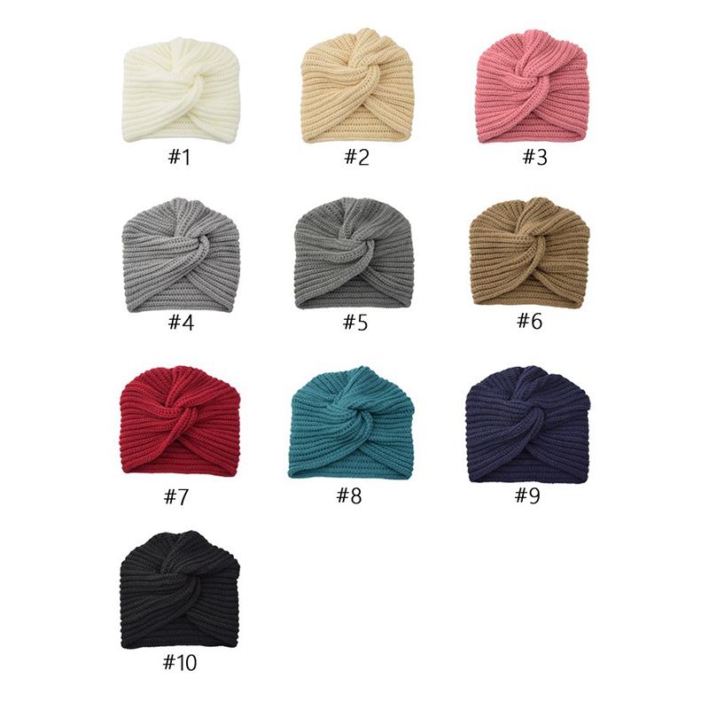 1Pc Women Headwear Head Wrap Hair Loss Turban Solid Color Knitted Cap Polyester