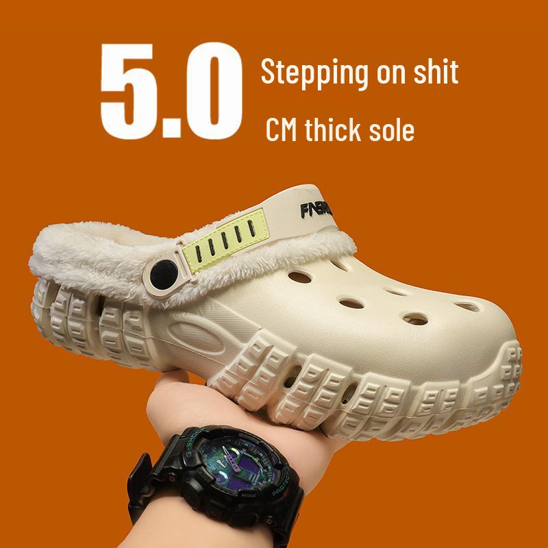 Herre Vinter Fleeceforede Tøfler med Lukket Tå: Tykk, Varm og Komfortabel for Utendørs Bruk