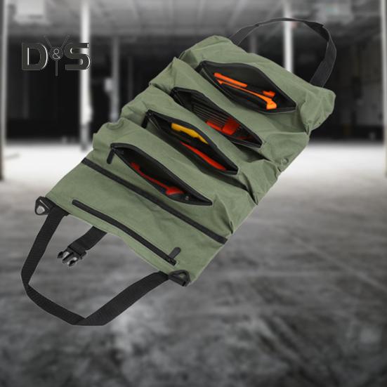 Geantă portabilă de depozitare a sculelor, mare, 5 compartimente, închidere cu fermoar, impermeabilă, rezistentă la apă, trusă de instrumente, pungă rulouă husă cu fermoar