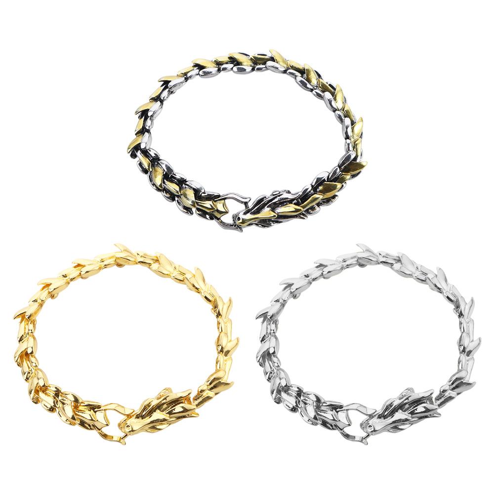 Men's Jewelry Hip-hop Punk Men's Accessories Chain Bracelet Teenager Jewelry Gold Dragon Bracelet