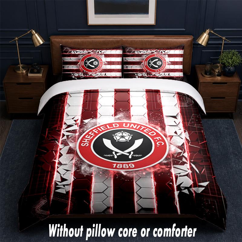 Sheffield United Calcio Design Set Biancheria da Letto 1 Copripiumino + 2 Federe Morbido Traspirante Biancheria da Letto per la Casa