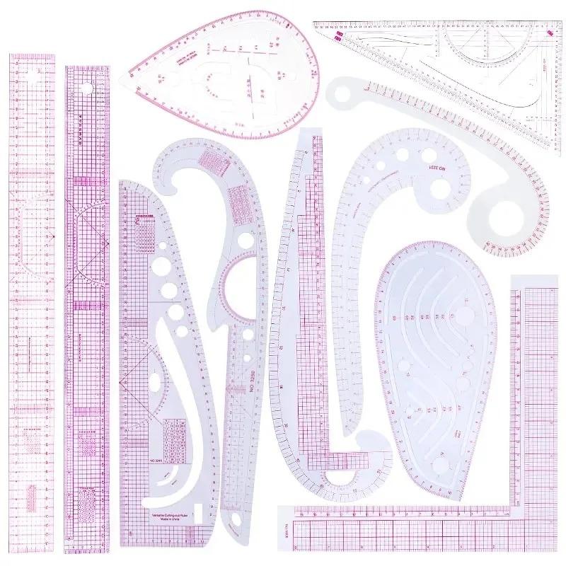 FELE Multifunctional French Curve Ruler Soft Plastic Patchwork Ruler Measure Dressmaking Drawing Template Craft Sewing Tools