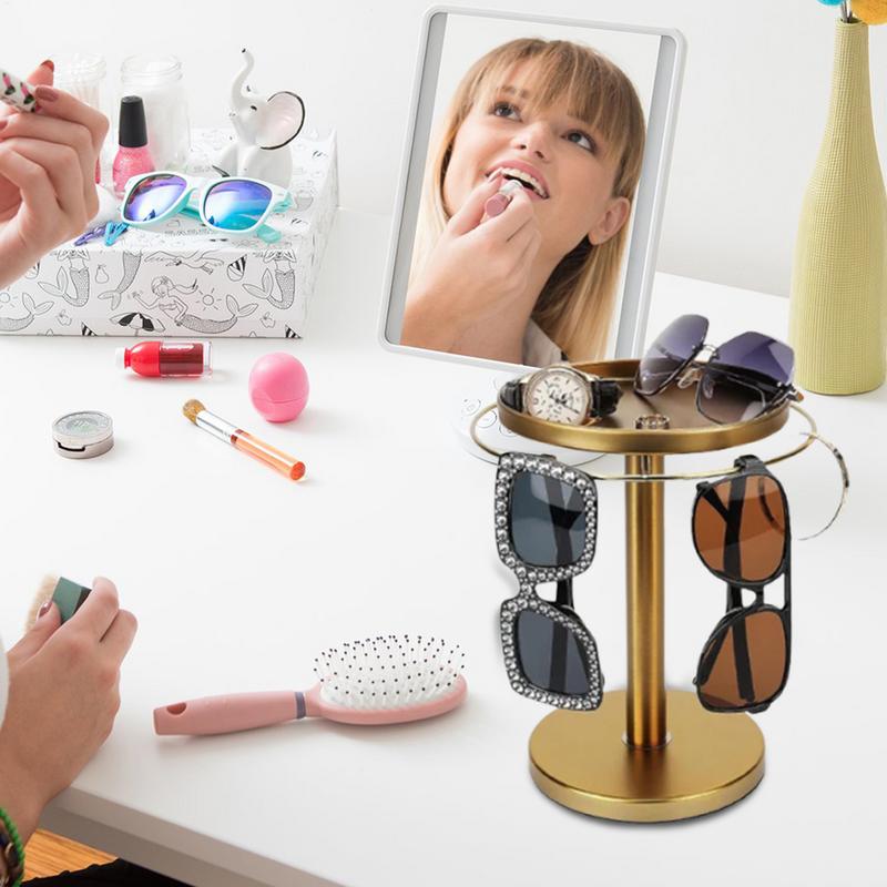 Sunglasses Holder Organizer 360Rotatable Stainless Steel Eyeglasses Display Stand Eyewear Storage Rack For Desk Dresser