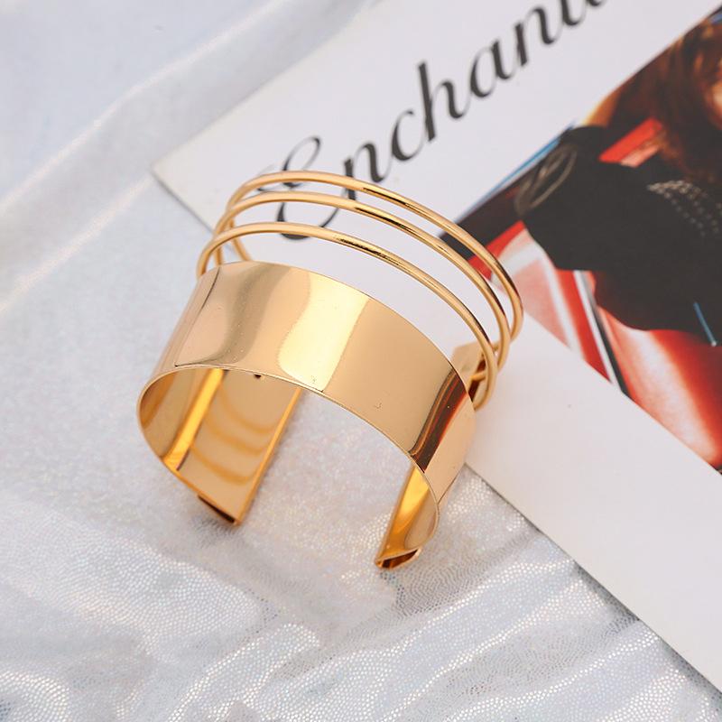 DIEZI Exaggerate Hip Hop Wide Cuff Bangles For Women Men Fashion Vintage Gold Silver Color Bracelet Bangle Pulseras Jewelry