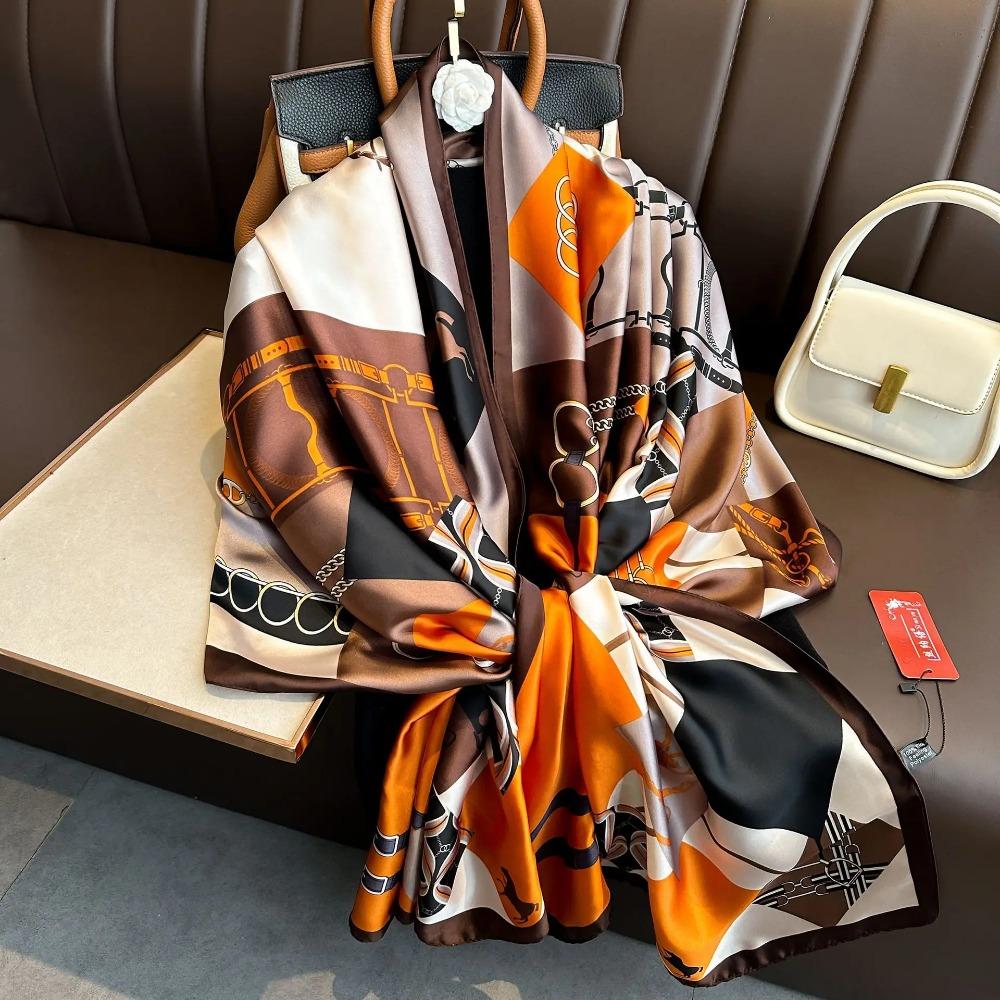 Spring Summer Scarf Women's Luxury Designer Scarf Silky Smooth Scarf Soft Muslim Headband Shawl Long Beach Towel 90x180cm