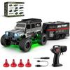 1:64 Scale Rc Off Road Climbing Car Led Lights Proportional Remote Control Type C Rechargeable Trailer Diy Stickers Gift Toy