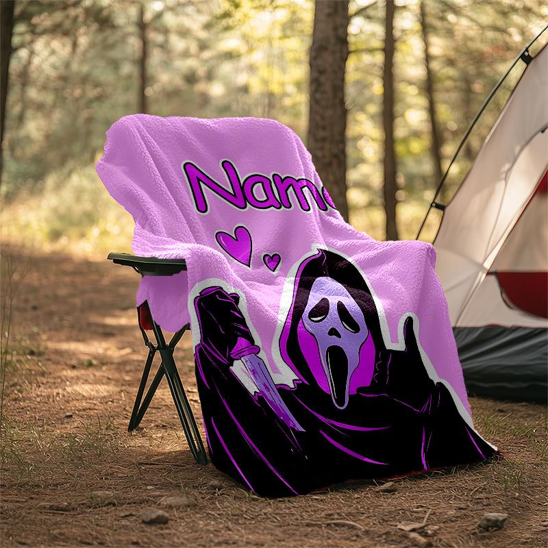 Personalized Custom Name Blanket - Ghostface Print Design,Blanket for Sofa,Bed,Travel,Camping - Soft and Warm, Great Gift
