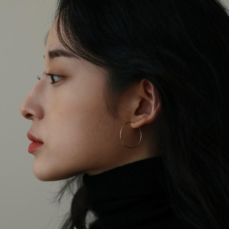 

Less is more 14K GOLD 27MM PIPE RING EARRING Rose Gold