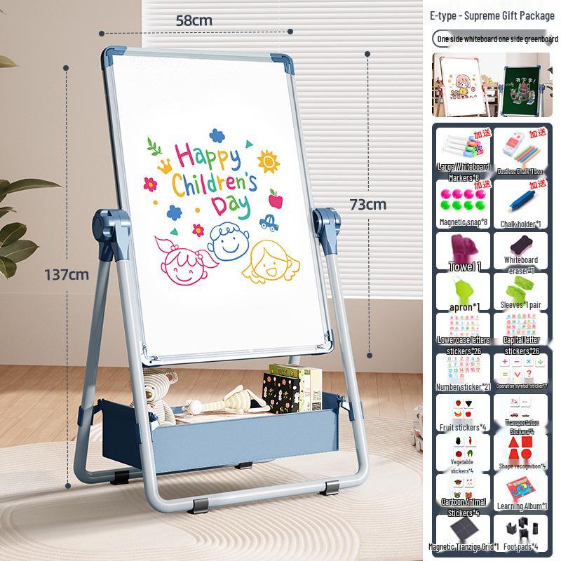 Portable Children's Magnetic Easel with Blackboard & Whiteboard for Graffiti