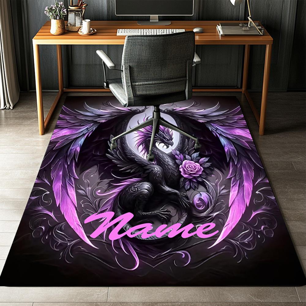 Custom Name Dragon Printed Carpet,Rug for Office Chair Living Room Bedroom Kitchen Room Decor Gifts.