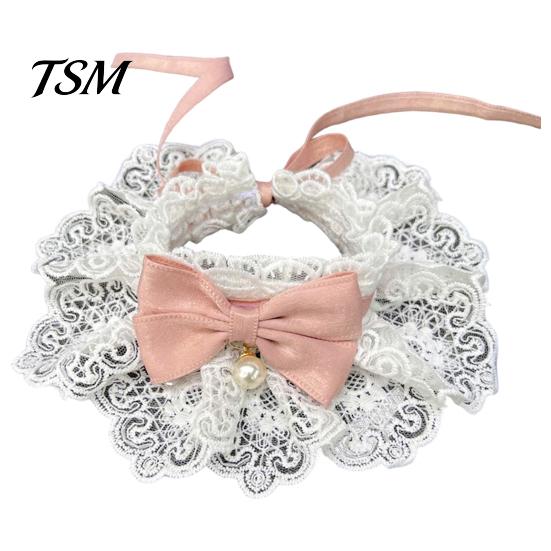 Pet Necklace Neckerchief Attractive Charming Cute Cats Dogs Bowknot Collar with Bell for Daily Wear Dog XS розовый