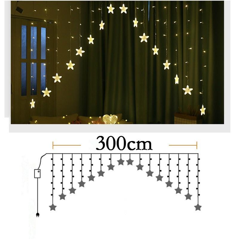 Luci da 300 cm Luci a stringa per tende a stella a LED da 220 V per la decorazione della festa della ghirlanda di nozze della camera da letto di casa