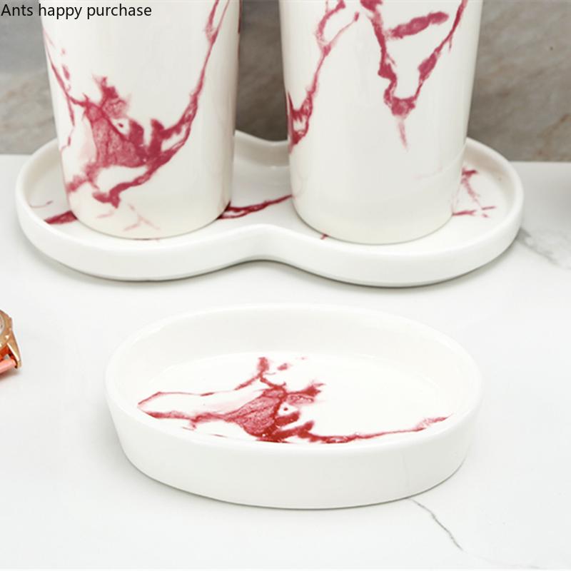Nordic Style Marbling Ceramic Soap Dish Bathroom Oval Decoration Soap Holder Home Bathroom Supplies Accessories Soap Storage Box