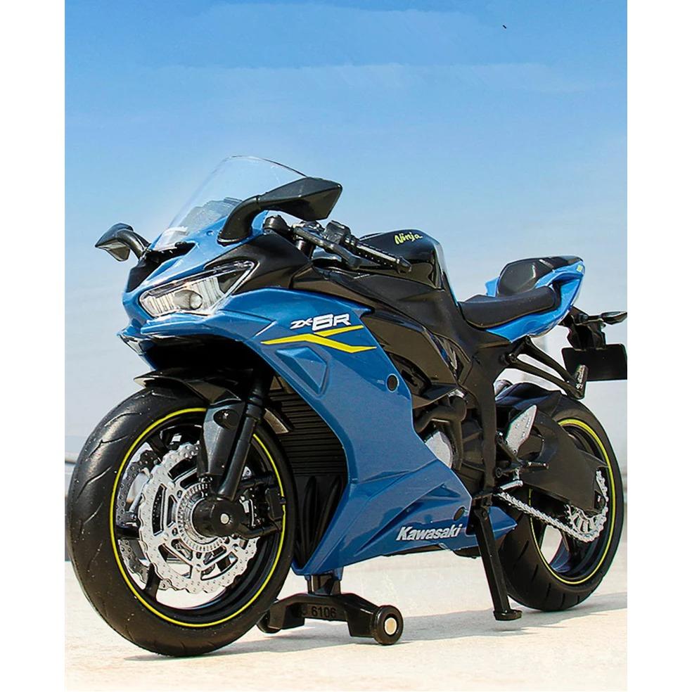1/12 Kawasaki Ninja ZX-6R Race Cross-country Motorcycle Model Simulation Metal Street Motorcycle Model Collection Kids Toys Gift