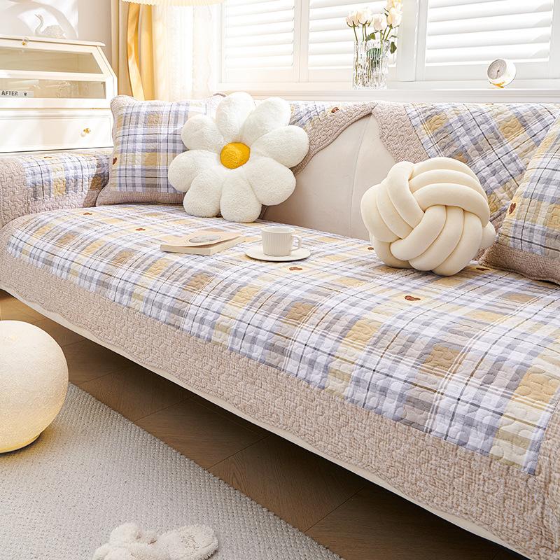 Nordic Simple Sofa Cushion, Universal Non-Slip In All Seasons, Pure Cotton Washed Cotton Fabric, Summer Sofa Cover, Backrest Towel