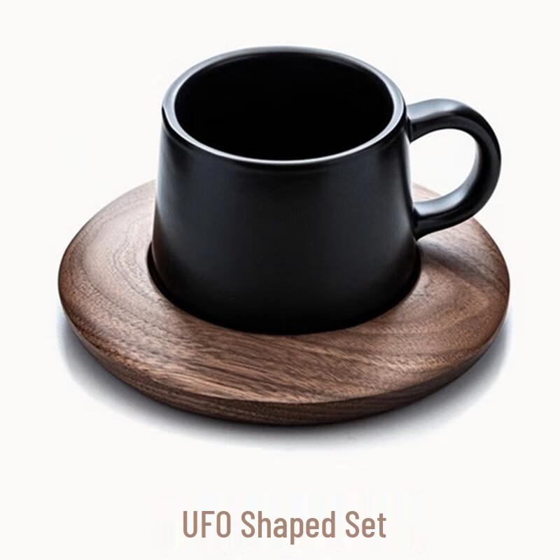 European Style Ceramic Coffee Mug with Black Walnut Coaster