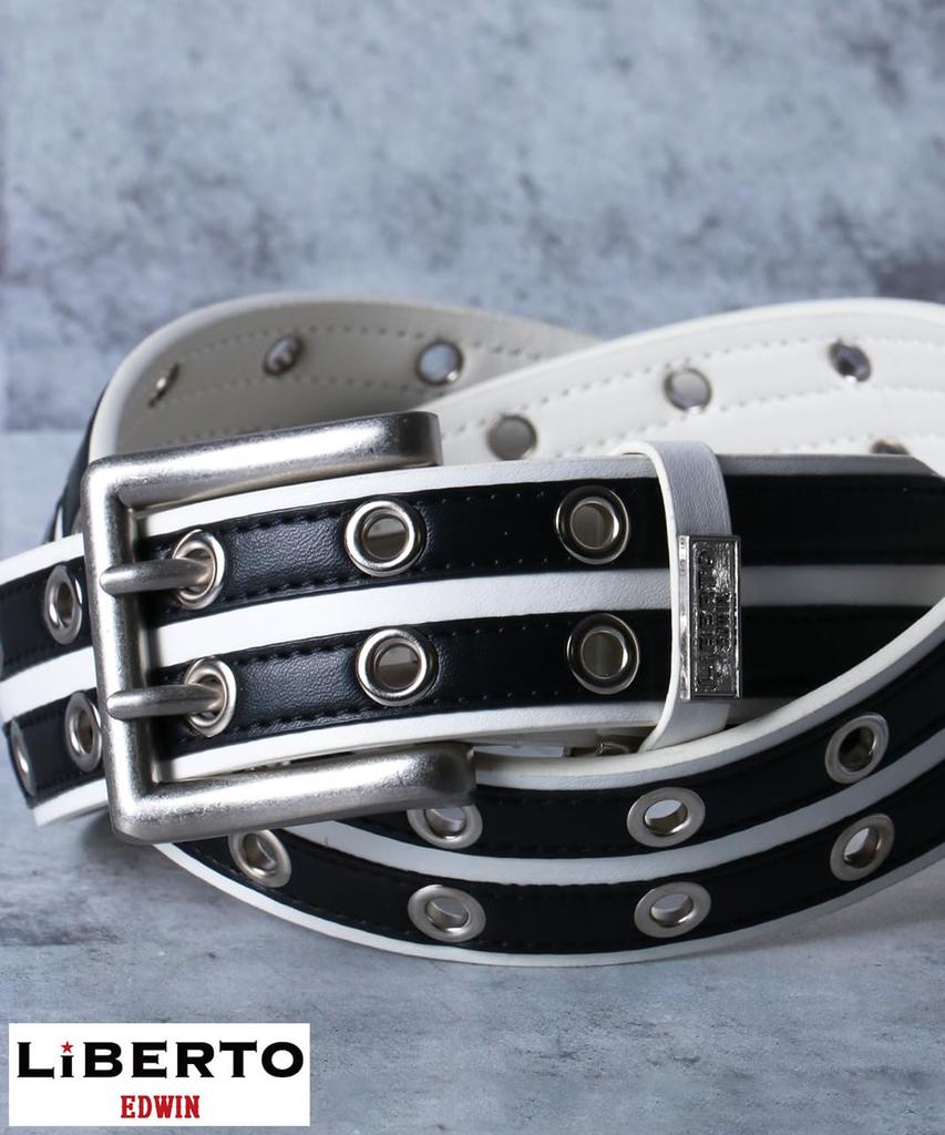 Double Pin Faux Leather Belt with Free Size [Libert Edwin] Men's Eyelets, Casual, White,