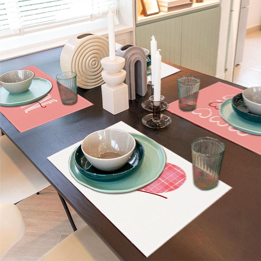 Valentine's Day Love Meal Mat Linen  Car Printed Table Mat Holiday Party Insulation Mat 1pc