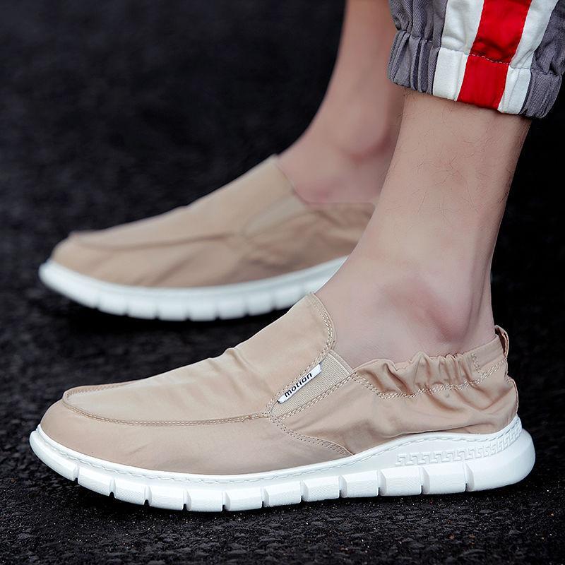 

Handmade umbrella cloth ice silk casual shoes men s shoes spring canvas breathable one pedal work shoes cloth shoes men s board shoes 44