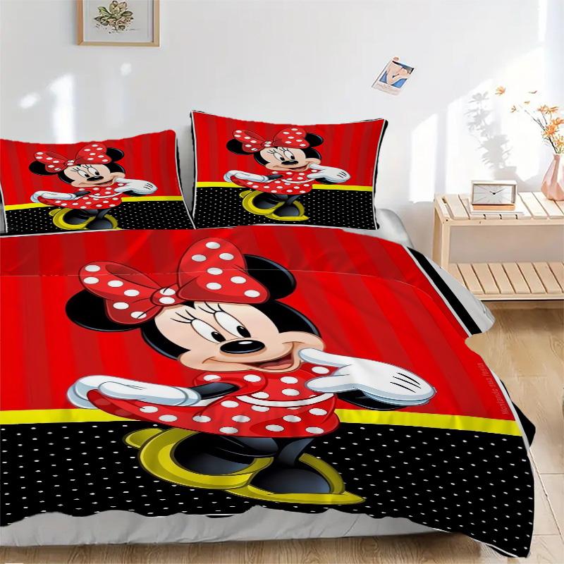 Minnie Mouse Celebration Print 3Pcs Bedding Setduvet Cover With 2 Bedropillowcase Home Birthday Gift