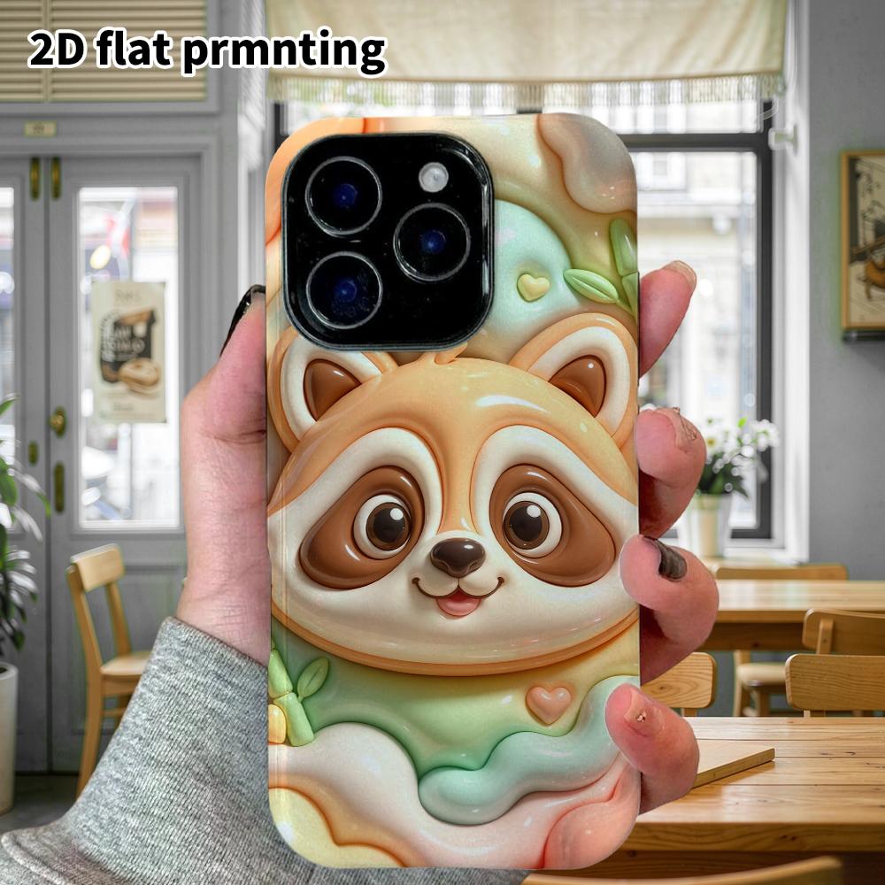 Phone case: 2D flat design suitable for iPhone 18 17 16 15 14 13 Pro protective case, big-headed red panda, perfect Christmas and Halloween holiday gi