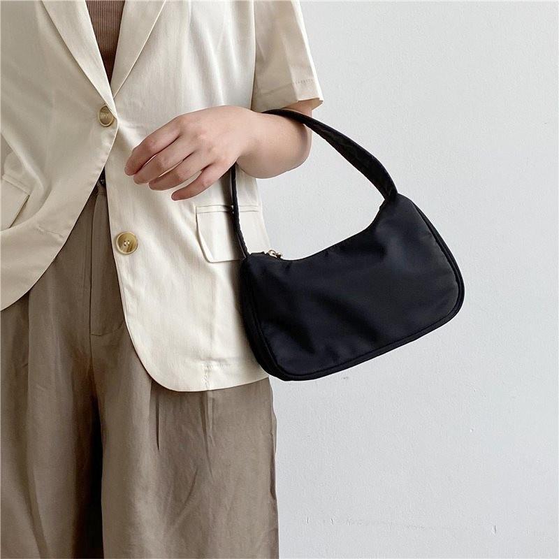 Trendy Urban Minimalist Small Nylon Handheld Bag For Women Available In Elegant Shades