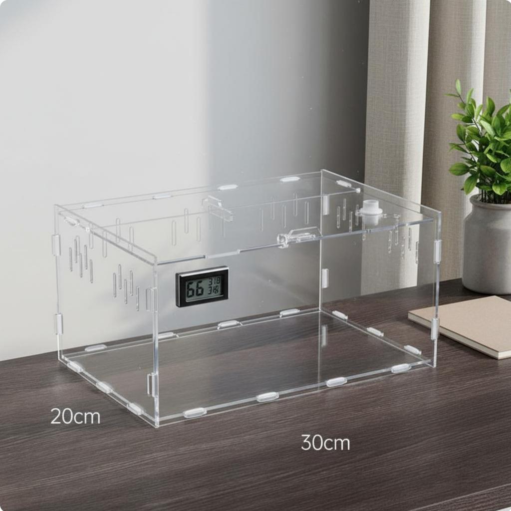 Transparent Amphibian Enclosure High Clearness Clear Amphibian Habitat Clear Acrylic Terrarium 360° Panoramic View