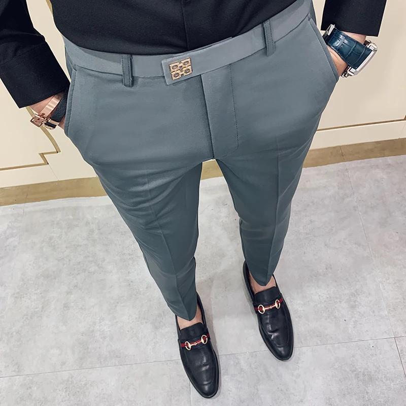 Spring and Autumn Men s Pants Fashion Korean Slim Men s Casual Ankle Pants Streetwear Men s Pants Men s Black Grey XXXL серый