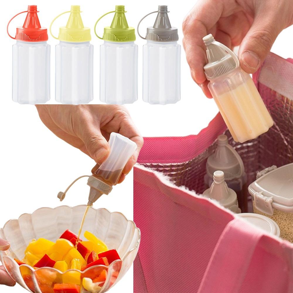 4Pcs Mini Plastic Sauce Vinegar Squeeze Bottle Seasoning Salad Dressing Containers Outdoor Portable Barbecue Spice Kitchen Tool