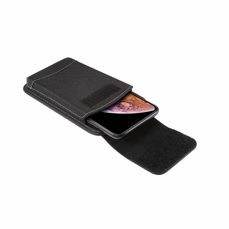 Men's Lightweight Leather Waist Phone Bag - Oxford Nylon, Horizontal/Vertical Style