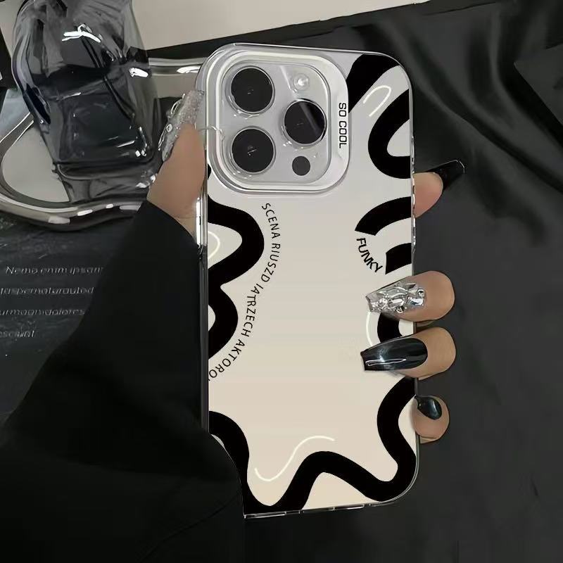 New English Black Pattern Is Suitable for Iphone17 Mobile Phone Case Apple 15promax/14 Foreign Trade 13pro16