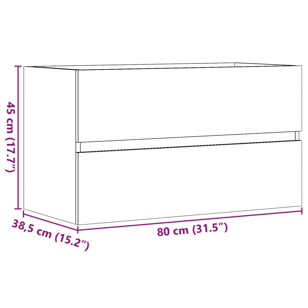 Bathroom Wall Mounted Cabinet Concrete Grey 80 x 38.5 x 45 cm Particleboard
