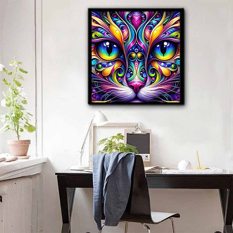 New Arrival 5D DIY Full Circle Diamond Painting "Colorful Cat" Embroidery Cross Stitch Home Decor Gift