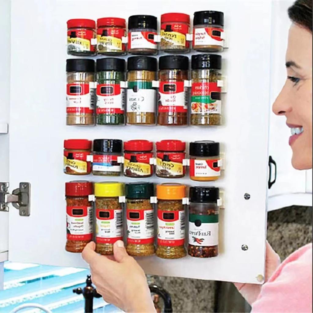 1/3PCSNo-Punch Spice Rack Storage Plastic Storage with 3.5cm Hooks No-Punch Paste Neatly Storing Spice Bottles for Kitchen Use
