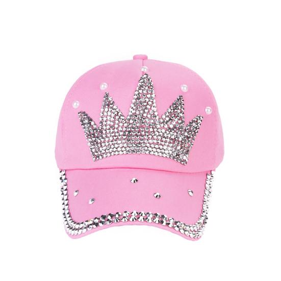 Modische Krone Faux Damen Baseballkappe Perlen Strass Snapback Outdoor Sonnenhut