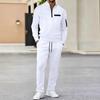 Spring Men Quarter Zip Waffle Knit Tracksuit 2 Piece Sweat Suit