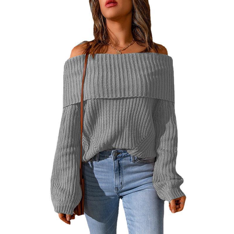 European & American Winter 2025 Women's One-Shoulder Loose Wool Sweater