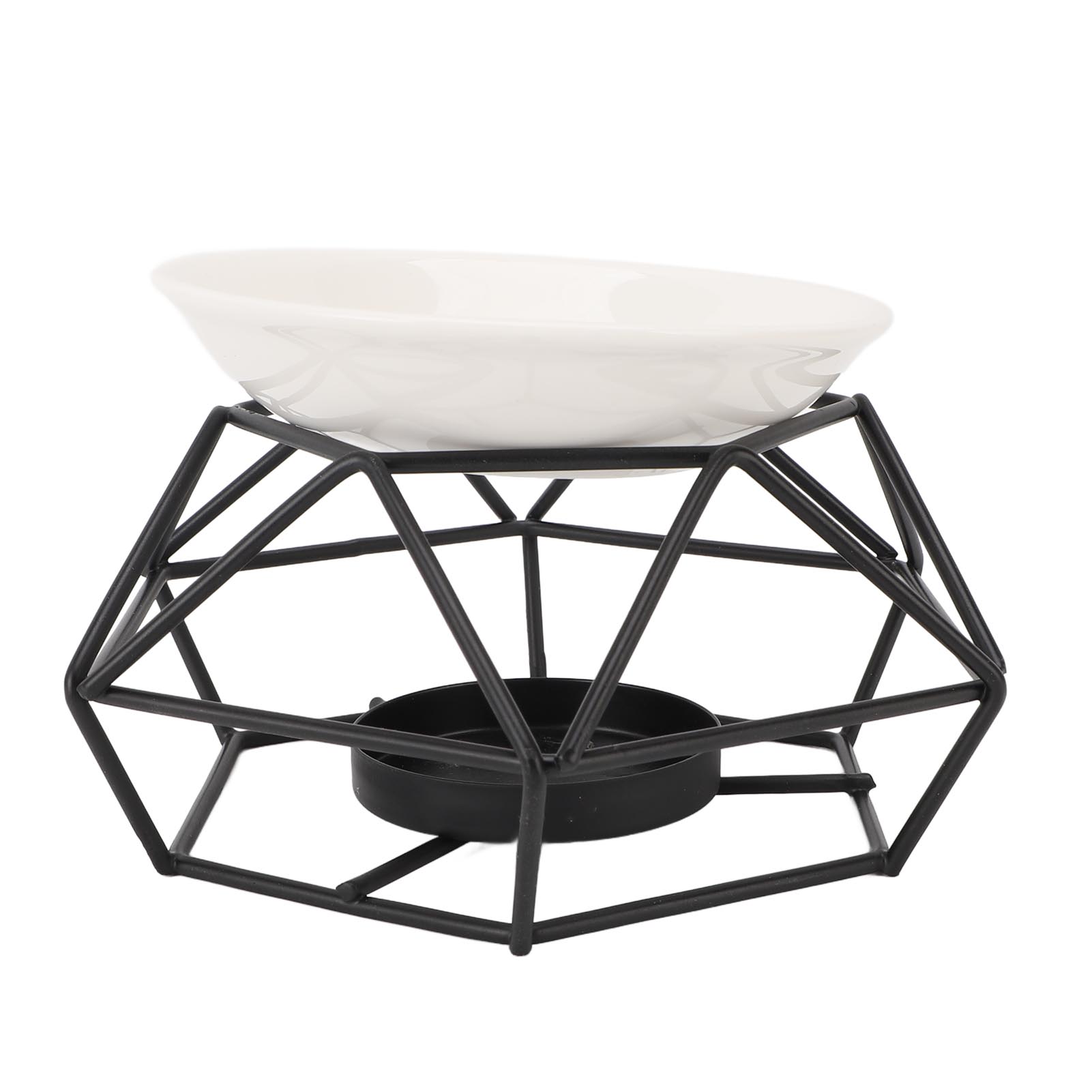 

Белая тарелка и черная подставка Железное искусство Набор для ароматерапии Металлическая горелка для эфирных масел Свеча