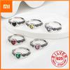 BF CLUB Silver Color Rings for Women Fashion Geometric Handmade Irregular Red Green Yellow Stone Ring Party Christmas Gift