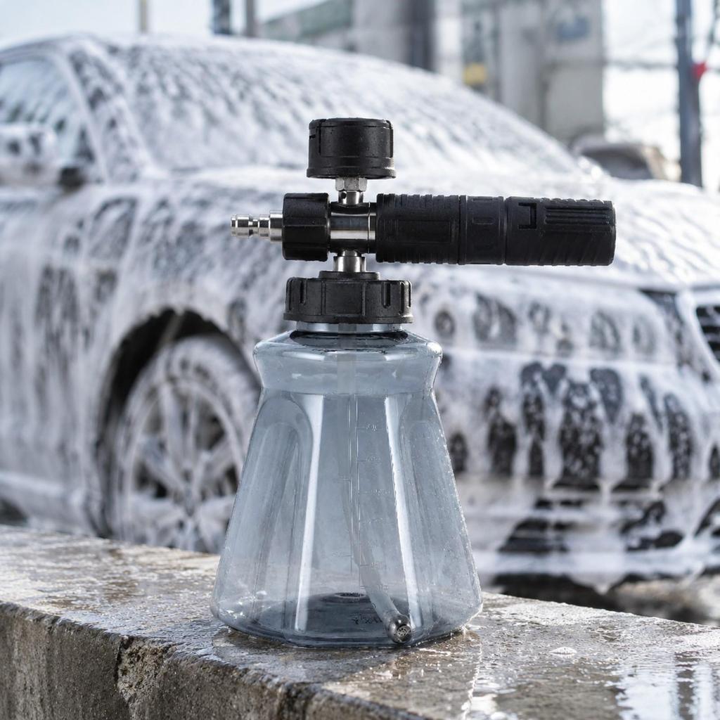 Pressure Washer Foam Dispenser Textured Grip with Translucent Bottle Stainless Steel