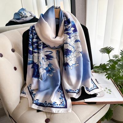 Luxury  Scarf Spring Summer Women Beach Sunscreen Fashion Party Shawl China Quality Silk Lady Popular Print Scarves Hijab