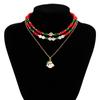 2/3/4pcs/set Santa Multi-layer Christmas Necklace Cartoon Cartoon Pendant Choker  Festival