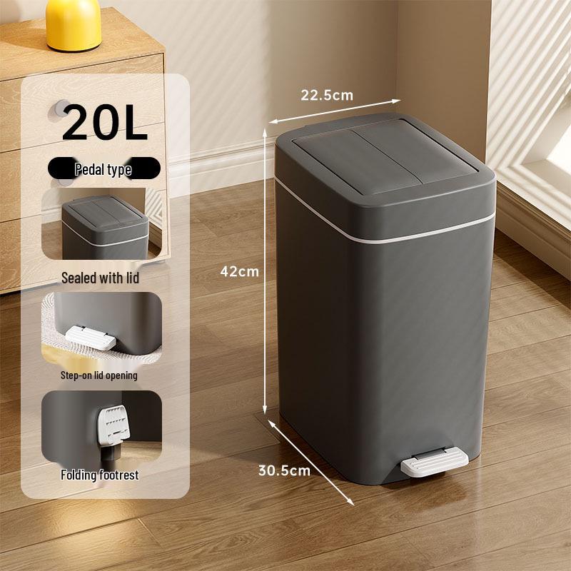 Silent Slow-Closing Trash Can with Foot Pedal Lid for Kitchen & Bathroom