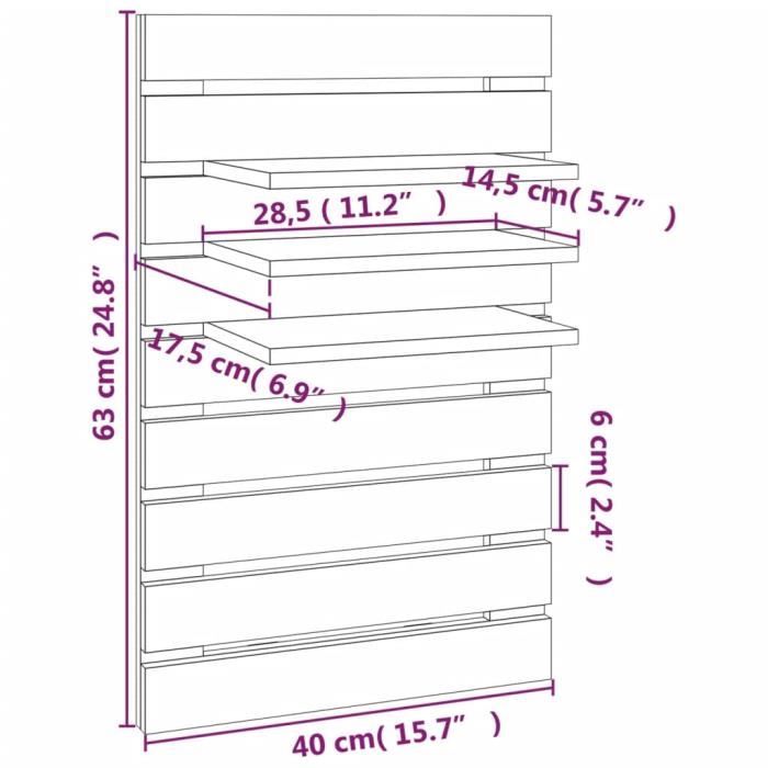 VidaXL Étagères de chevet murales 2 pcs Marron miel Bois de pin massif 824766