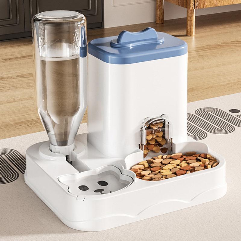 Pet Feeder Water Dispenser Cat Dog Bowl Automatic Drinking Eating 2 In 1 Integrated Pet Feeding Watering Station Non-slip