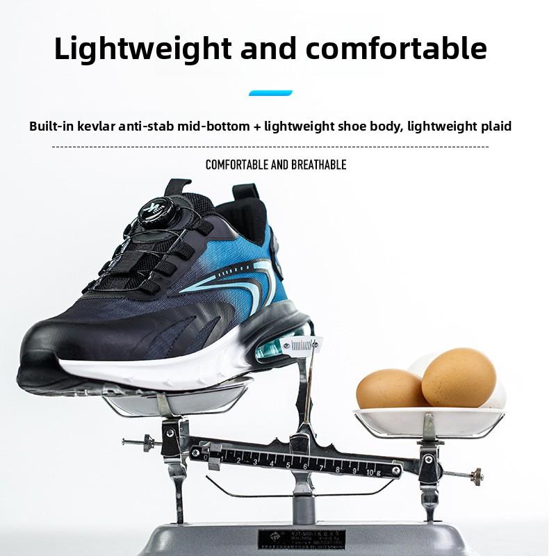 Men's Safety Shoes Steel Toe Soled Male Sneaker Air Cushion Breathable Working Shoes with Protection Anti Smashing Anti Stabbing