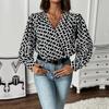 VEZFAA Women's Fashion Casual Plaid Print Spring Fall Long Sleeve V-Neck Bodysuits