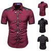 2021 Summer European Men's Patchwork Performance Short Sleeve Shirt