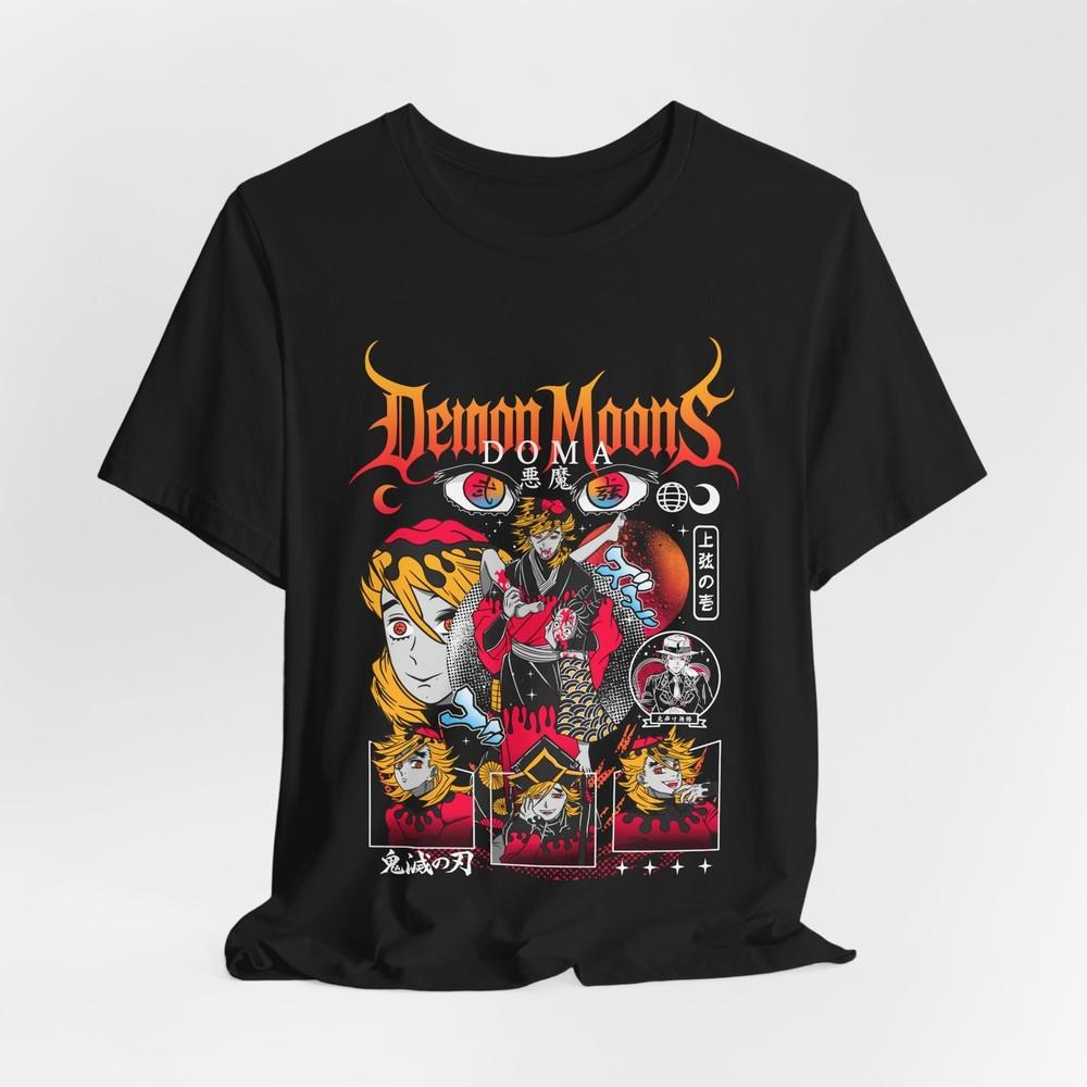 Demon Moons Graphic T-Shirt Tee Tops, Unisex Short Sleeve Shirt, Anime T-Shirt, Casual